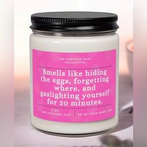 Custom Easter themed Punny Pink Scented Candle 9 oz